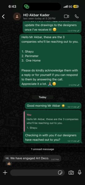 Akbar Kader — confirms he engaged Art Deco