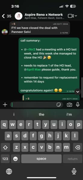 Aspire Reno x Network — closed deal with Panneer Selvi