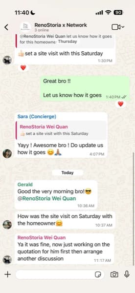 RenoStoria x Network — site visit done, quotation next