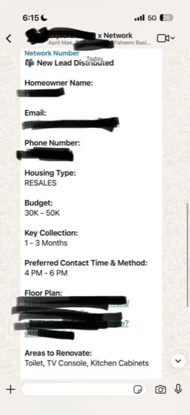 New lead — resale, 30–50K budget, kitchen/toilet reno
