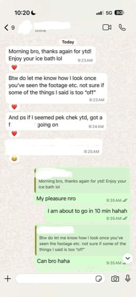 HO thanks team for yesterday, post-filming chat